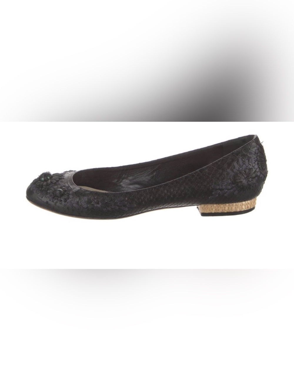 Dior Black Textured Ballet Flat with Woven Accent Heel